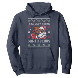 Funny Christmas Hoodie Funy Dirty I Saw Diddy Kissing Santa Claus Ugly Xmas Sweater TS10 Navy Print Your Wear