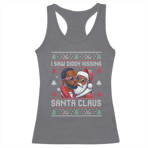 Funny Christmas Racerback Tank Top Funy Dirty I Saw Diddy Kissing Santa Claus Ugly Xmas Sweater TS10 Charcoal Print Your Wear