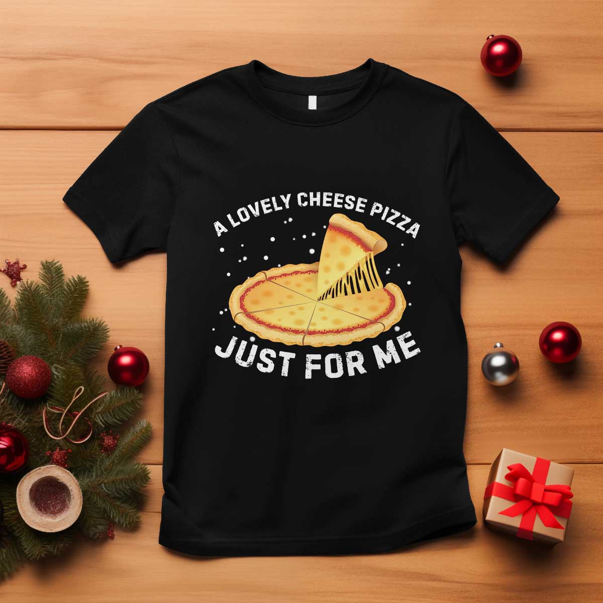 Funny Christmas Movie T Shirt Alone Kevin X-Mas Home A Lovely Cheese Pizza TS10 Black Print Your Wear