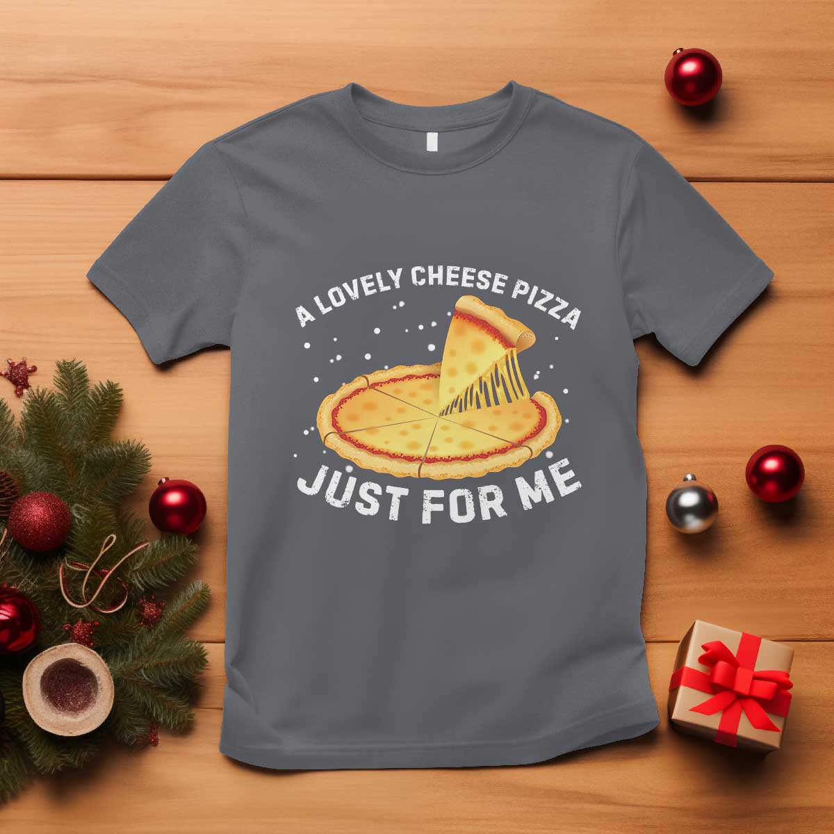 Funny Christmas Movie T Shirt Alone Kevin X-Mas Home A Lovely Cheese Pizza TS10 Charcoal Print Your Wear