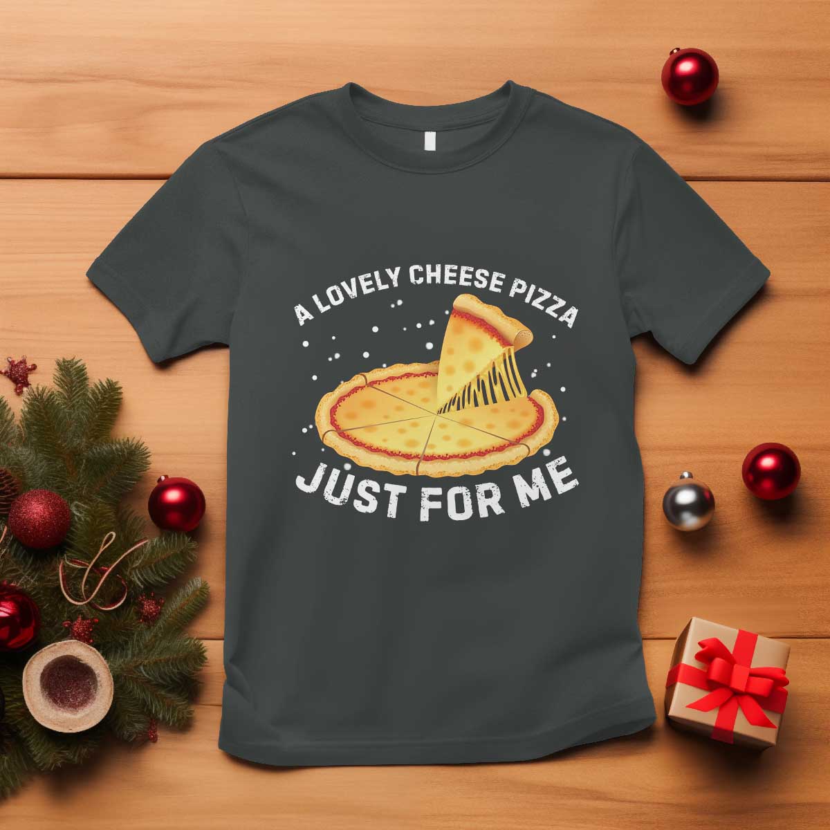Funny Christmas Movie T Shirt Alone Kevin X-Mas Home A Lovely Cheese Pizza TS10 Dark Heather Print Your Wear