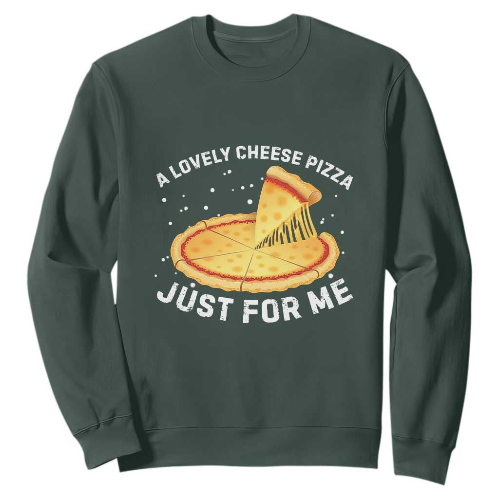 Funny Christmas Movie Sweatshirt Alone Kevin X-Mas Home A Lovely Cheese Pizza TS10 Dark Forest Green Print Your Wear