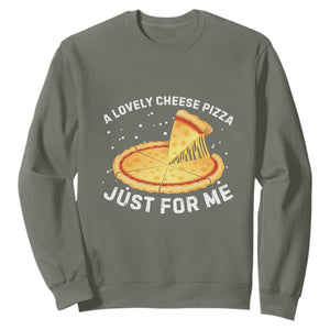 Funny Christmas Movie Sweatshirt Alone Kevin X-Mas Home A Lovely Cheese Pizza TS10 Military Green Print Your Wear