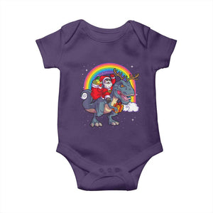 Christmas Santa Riding Dinosaur Deer Xmas Baby Onesie TS10 Purple Print Your Wear