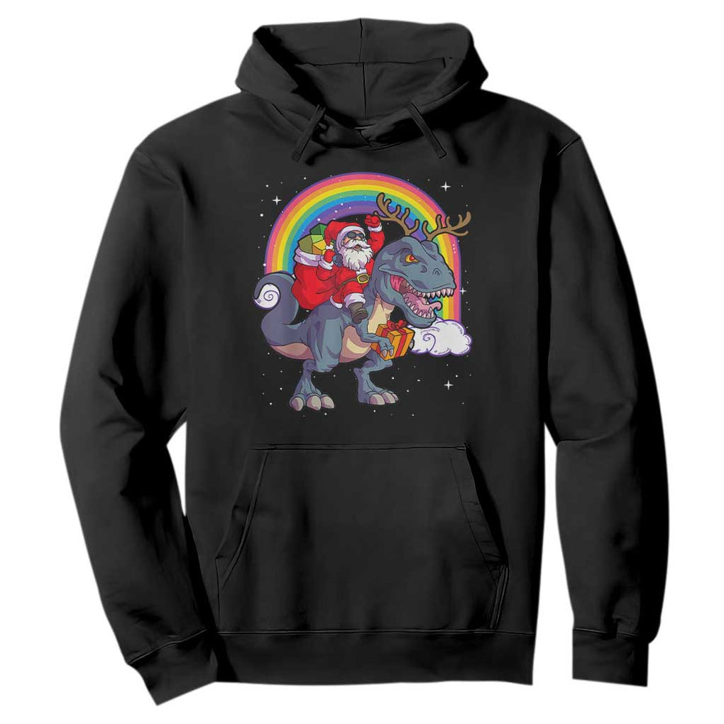 Christmas Santa Riding Dinosaur Deer Xmas Hoodie TS10 Black Print Your Wear