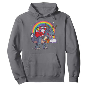 Christmas Santa Riding Dinosaur Deer Xmas Hoodie TS10 Charcoal Print Your Wear