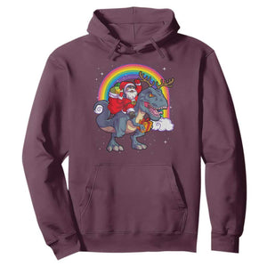Christmas Santa Riding Dinosaur Deer Xmas Hoodie TS10 Maroon Print Your Wear