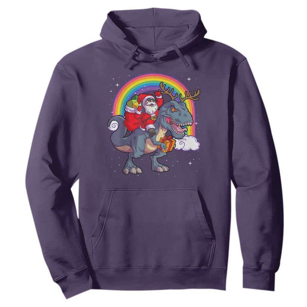Christmas Santa Riding Dinosaur Deer Xmas Hoodie TS10 Purple Print Your Wear