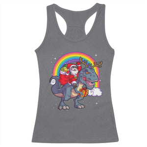 Christmas Santa Riding Dinosaur Deer Xmas Racerback Tank Top TS10 Charcoal Print Your Wear