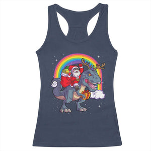 Christmas Santa Riding Dinosaur Deer Xmas Racerback Tank Top TS10 Navy Print Your Wear