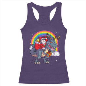 Christmas Santa Riding Dinosaur Deer Xmas Racerback Tank Top TS10 Purple Print Your Wear