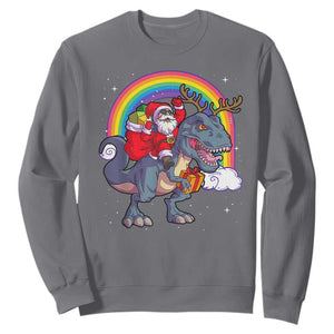 Christmas Santa Riding Dinosaur Deer Xmas Sweatshirt TS10 Charcoal Print Your Wear