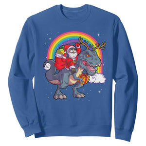 Christmas Santa Riding Dinosaur Deer Xmas Sweatshirt TS10 Royal Blue Print Your Wear