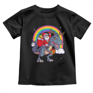 Christmas Santa Riding Dinosaur Deer Xmas Toddler T Shirt TS10 Black Print Your Wear