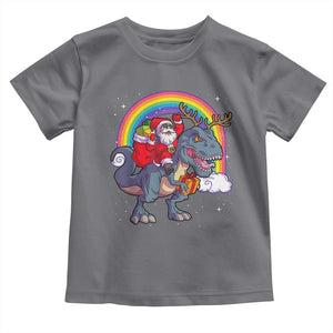 Christmas Santa Riding Dinosaur Deer Xmas Toddler T Shirt TS10 Charcoal Print Your Wear