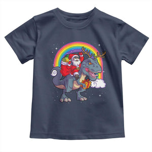 Christmas Santa Riding Dinosaur Deer Xmas Toddler T Shirt TS10 Navy Print Your Wear