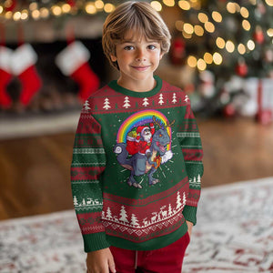 Xmas Santa Riding Dinosaur Deer Xmas Ugly Christmas Sweater TS10 Christmas Print Your Wear
