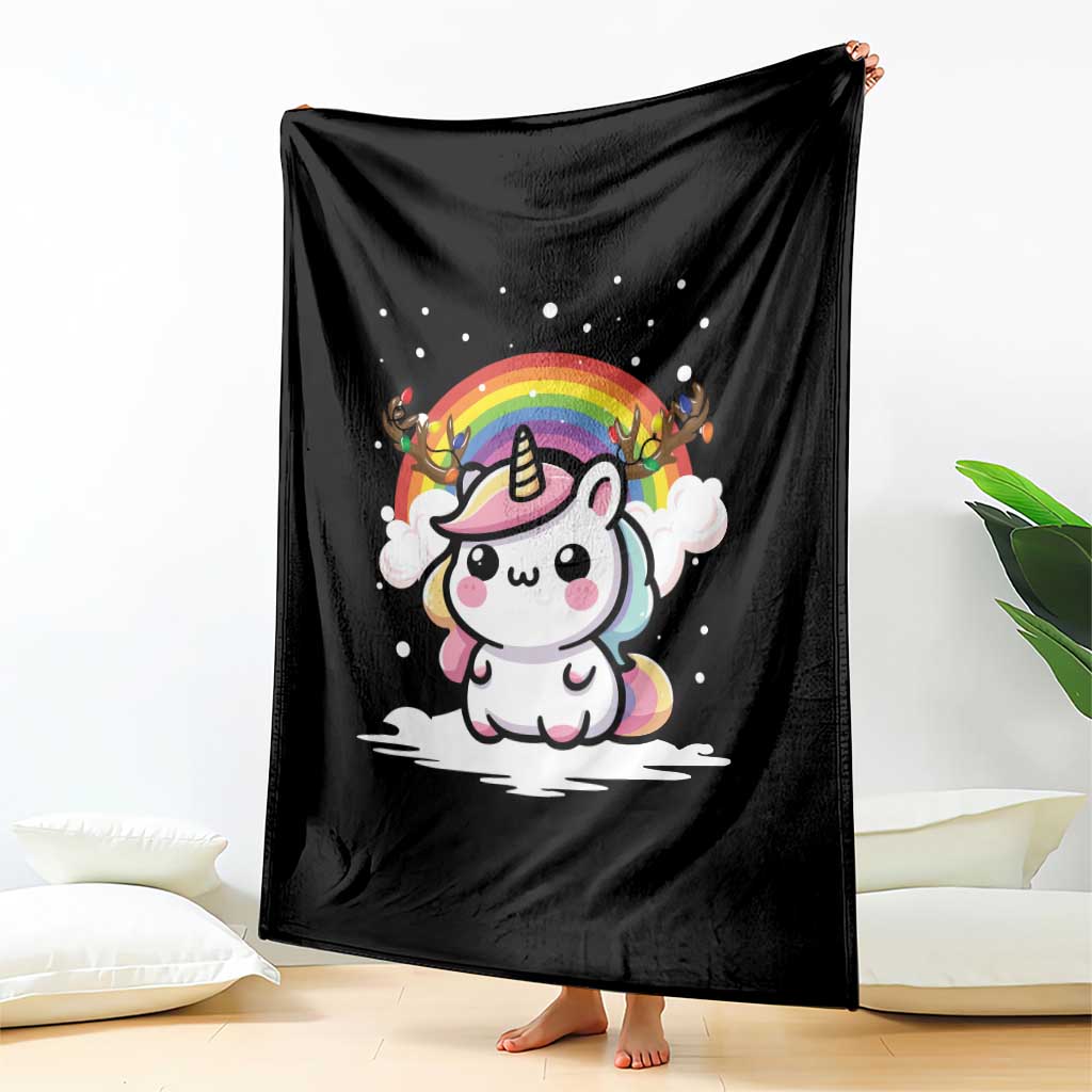 Unicorn Christmas Throw Blanket Cute Xmas Girls Rainbow TS10 Print Your Wear