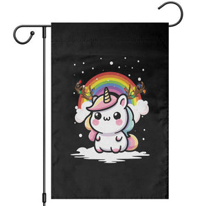 Unicorn Christmas Garden Flag Cute Xmas Girls Rainbow TS10 Black Print Your Wear