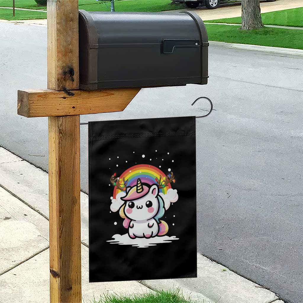 Unicorn Christmas Garden Flag Cute Xmas Girls Rainbow TS10 Print Your Wear
