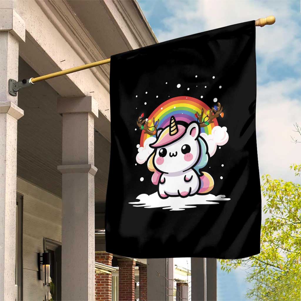 Unicorn Christmas Garden Flag Cute Xmas Girls Rainbow TS10 Print Your Wear