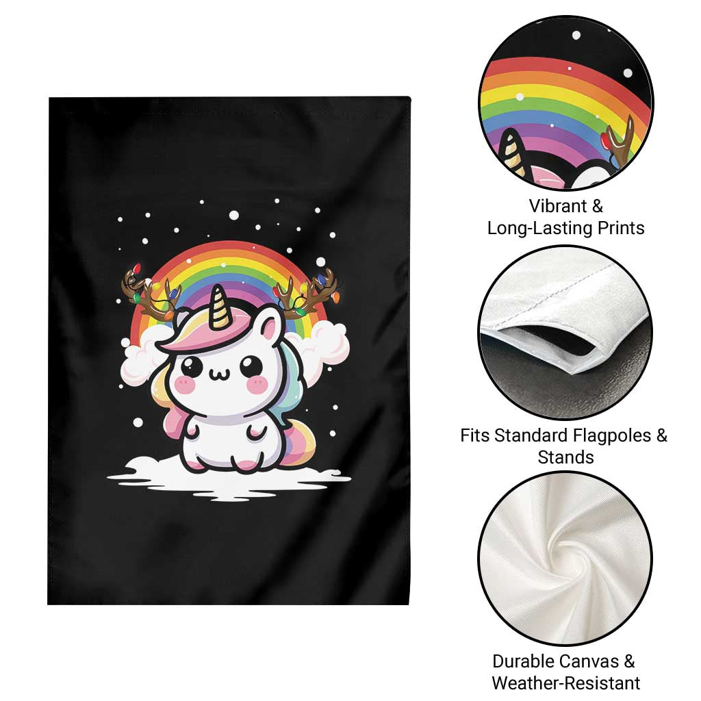 Unicorn Christmas Garden Flag Cute Xmas Girls Rainbow TS10 Print Your Wear