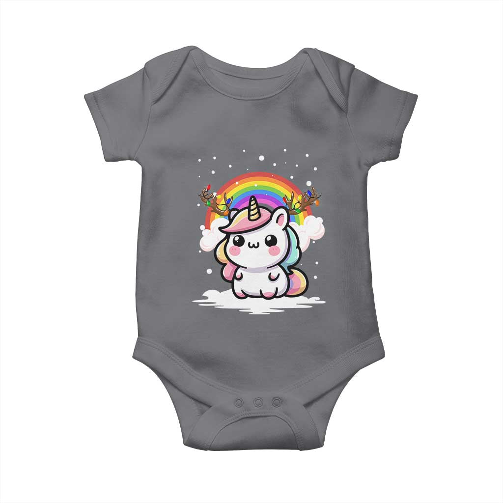 Unicorn Christmas Baby Onesie Cute Xmas Girls Rainbow TS10 Charcoal Print Your Wear