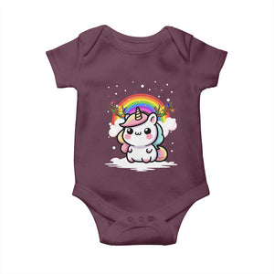 Unicorn Christmas Baby Onesie Cute Xmas Girls Rainbow TS10 Maroon Print Your Wear