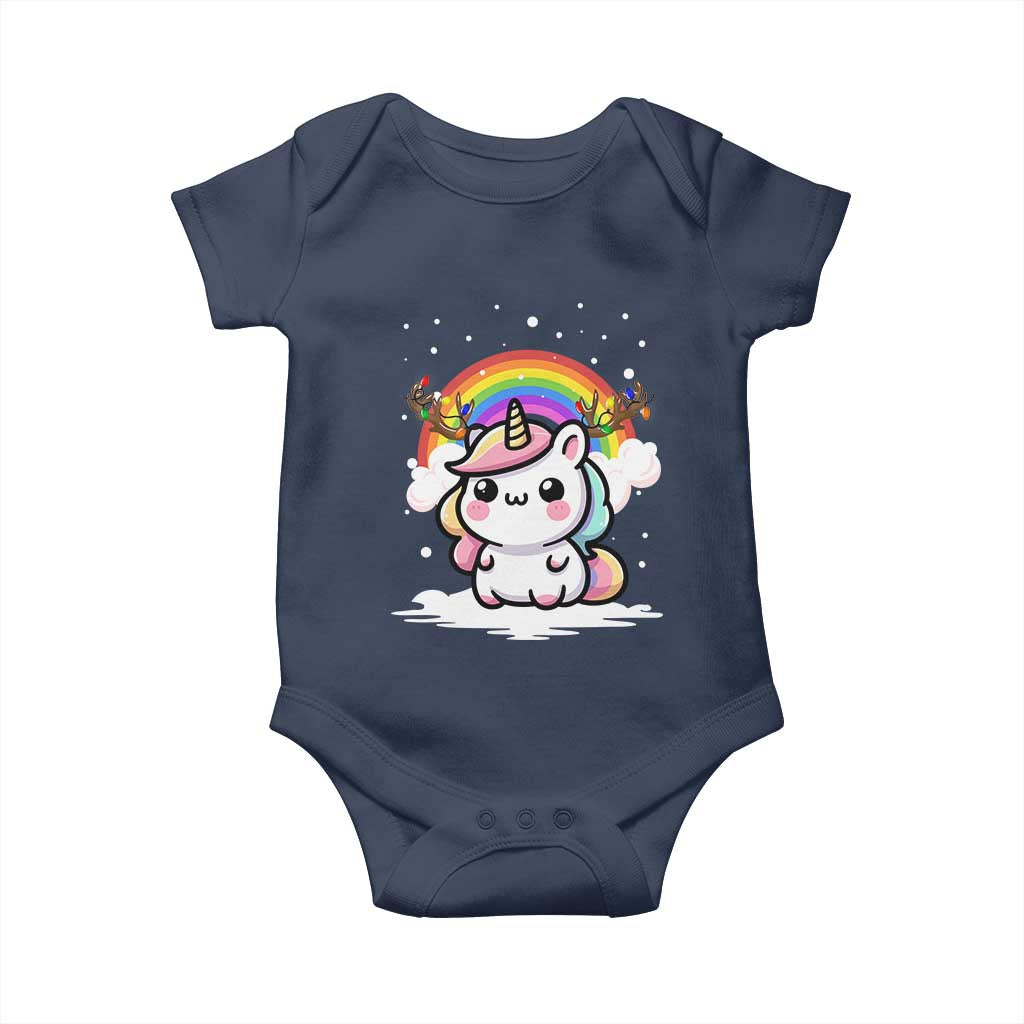 Unicorn Christmas Baby Onesie Cute Xmas Girls Rainbow TS10 Navy Print Your Wear
