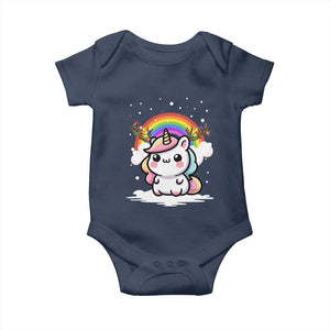 Unicorn Christmas Baby Onesie Cute Xmas Girls Rainbow TS10 Navy Print Your Wear