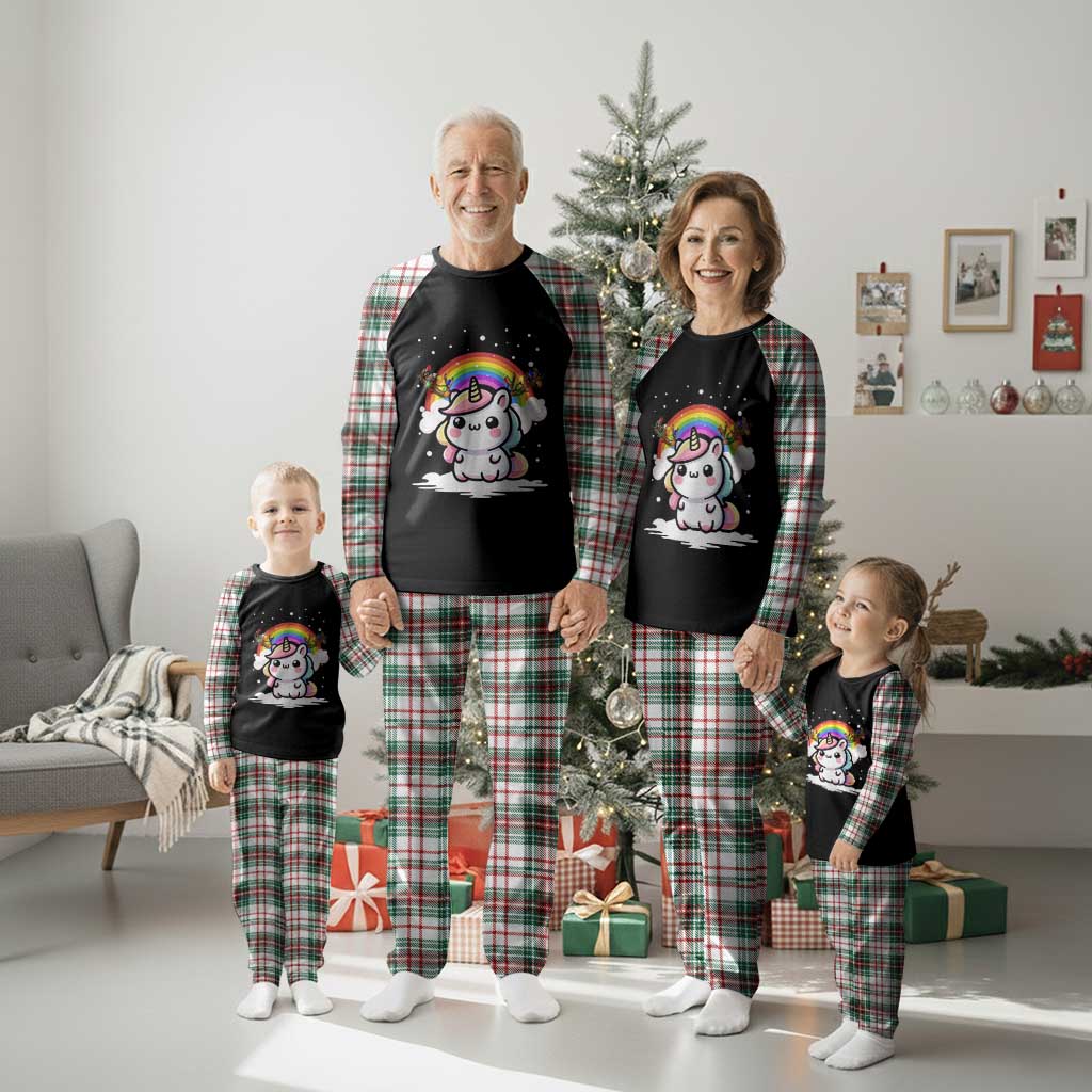 Unicorn Xmas Plaid Pajama Set Cute Xmas Girls Rainbow TS10 Christmas Plaid Print Your Wear