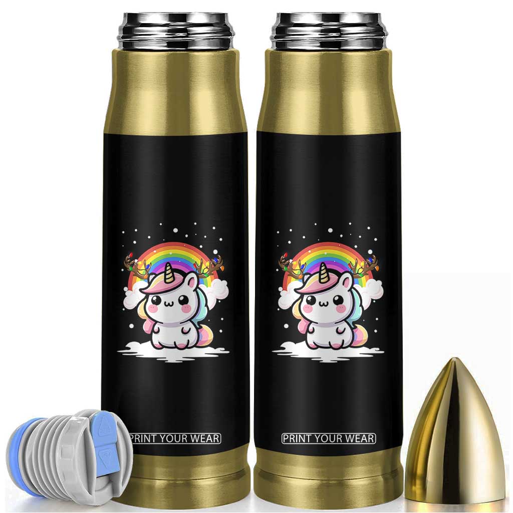 Unicorn Christmas Bullet Tumbler Cute Xmas Girls Rainbow TS10 Black Print Your Wear