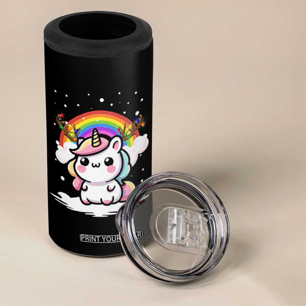 Unicorn Christmas 4 in 1 Can Cooler Tumbler Cute Xmas Girls Rainbow TS10 Print Your Wear