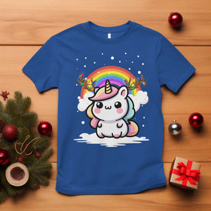 Unicorn Christmas T Shirt Cute Xmas Girls Rainbow TS10 Royal Blue Print Your Wear