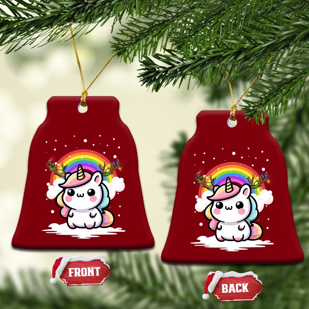 Unicorn Christmas Ceramic Ornament Cute Xmas Girls Rainbow TS10 Print Your Wear