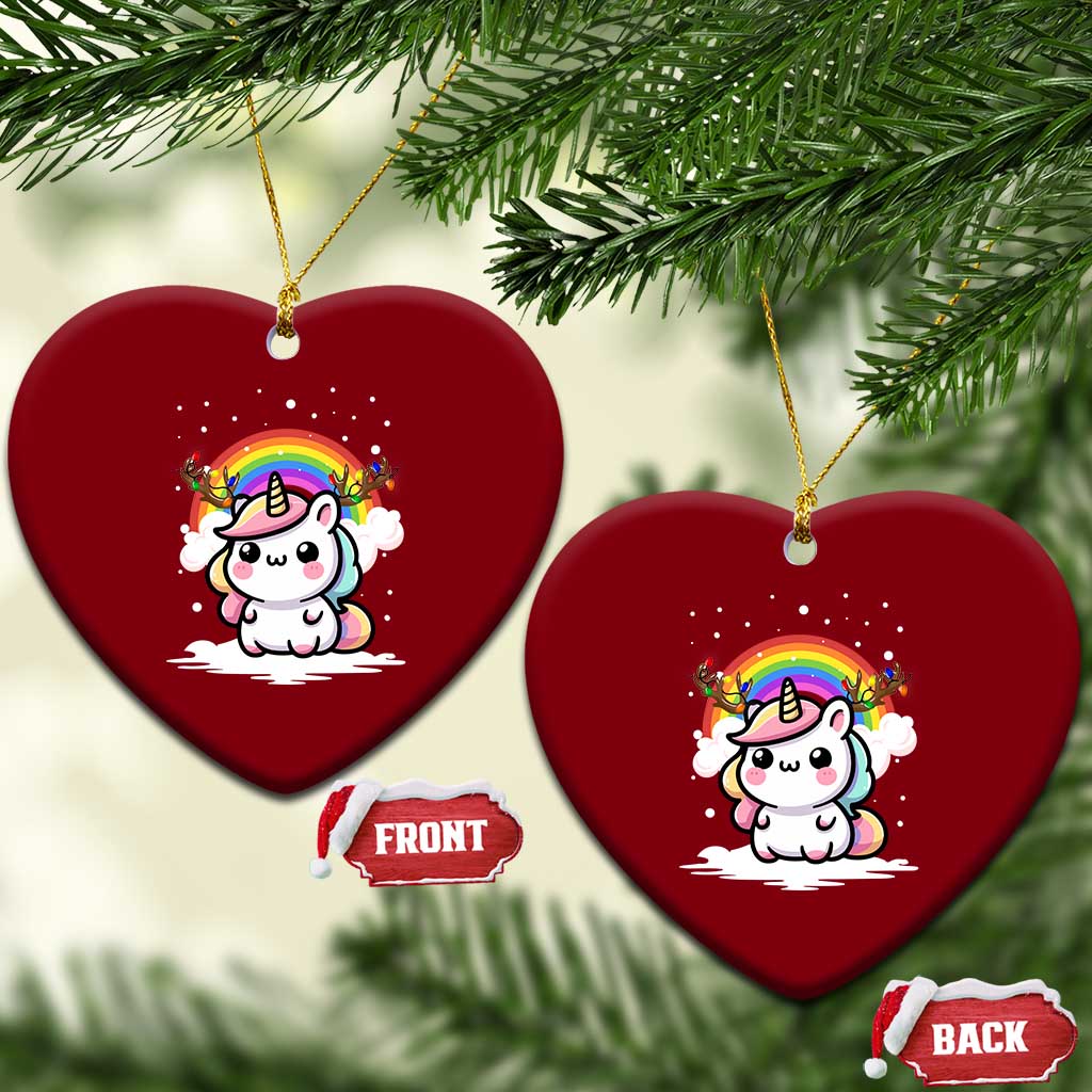 Unicorn Christmas Ceramic Ornament Cute Xmas Girls Rainbow TS10 Print Your Wear