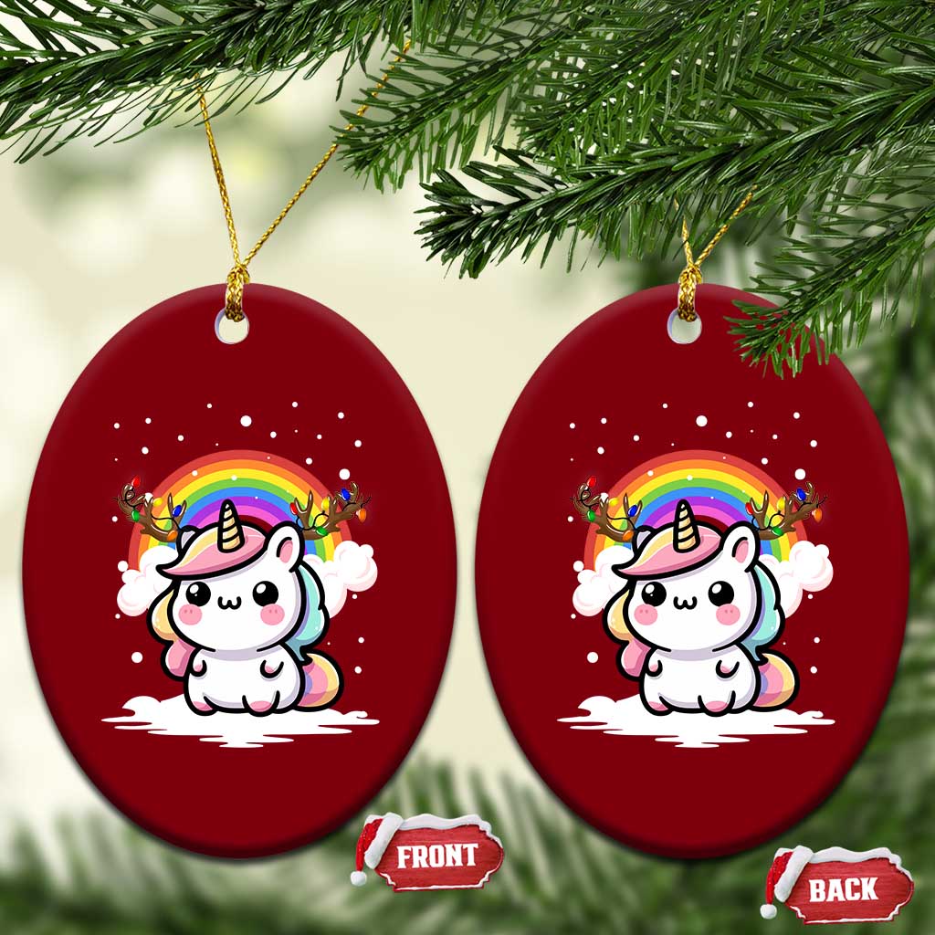 Unicorn Christmas Ceramic Ornament Cute Xmas Girls Rainbow TS10 Print Your Wear