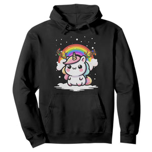 Unicorn Christmas Hoodie Cute Xmas Girls Rainbow TS10 Black Print Your Wear