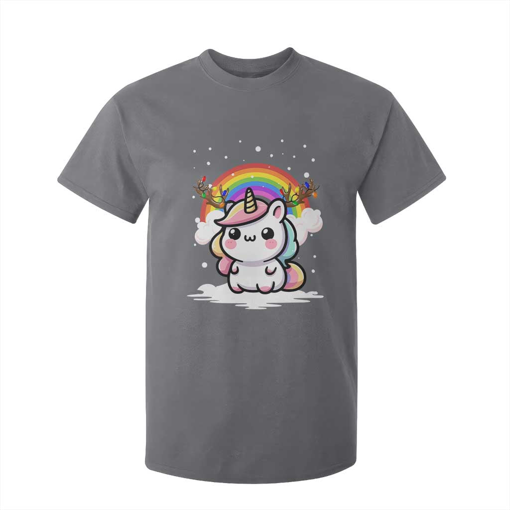 Unicorn Christmas T Shirt For Kid Cute Xmas Girls Rainbow TS10 Charcoal Print Your Wear
