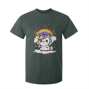Unicorn Christmas T Shirt For Kid Cute Xmas Girls Rainbow TS10 Dark Forest Green Print Your Wear