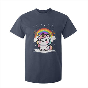 Unicorn Christmas T Shirt For Kid Cute Xmas Girls Rainbow TS10 Navy Print Your Wear