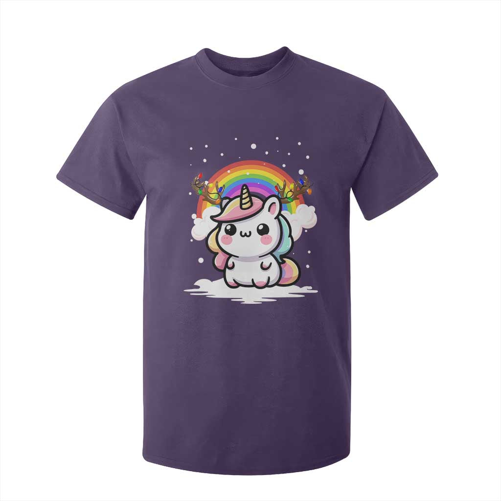 Unicorn Christmas T Shirt For Kid Cute Xmas Girls Rainbow TS10 Purple Print Your Wear