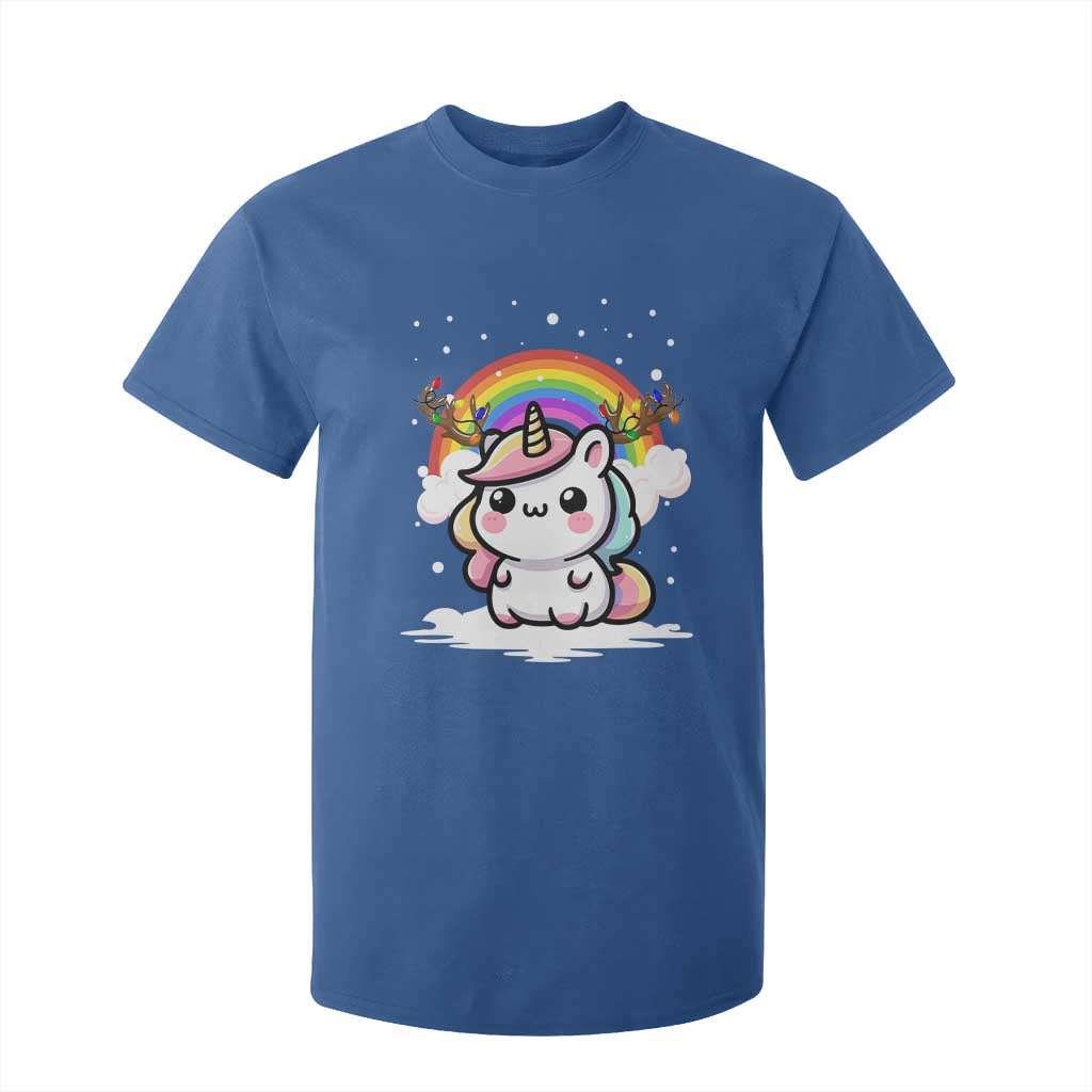 Unicorn Christmas T Shirt For Kid Cute Xmas Girls Rainbow TS10 Royal Blue Print Your Wear