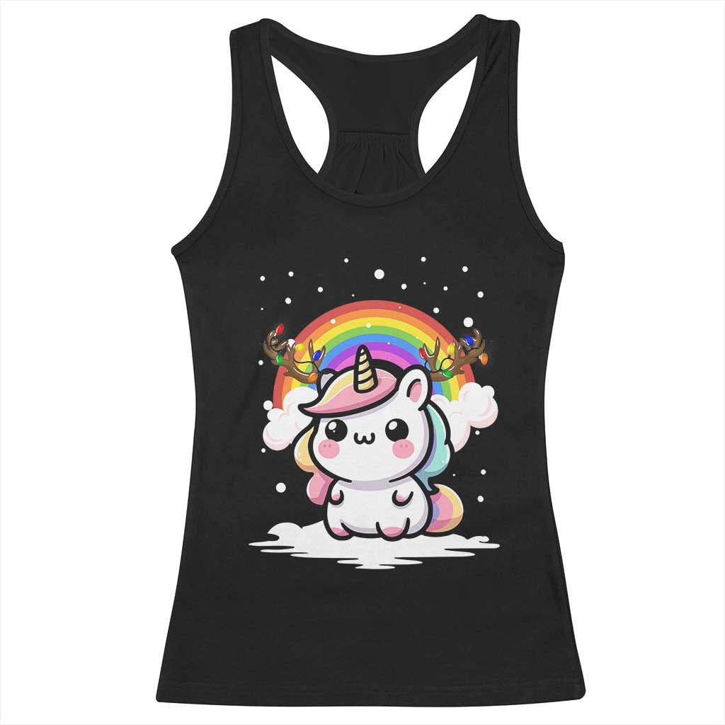 Unicorn Christmas Racerback Tank Top Cute Xmas Girls Rainbow TS10 Black Print Your Wear
