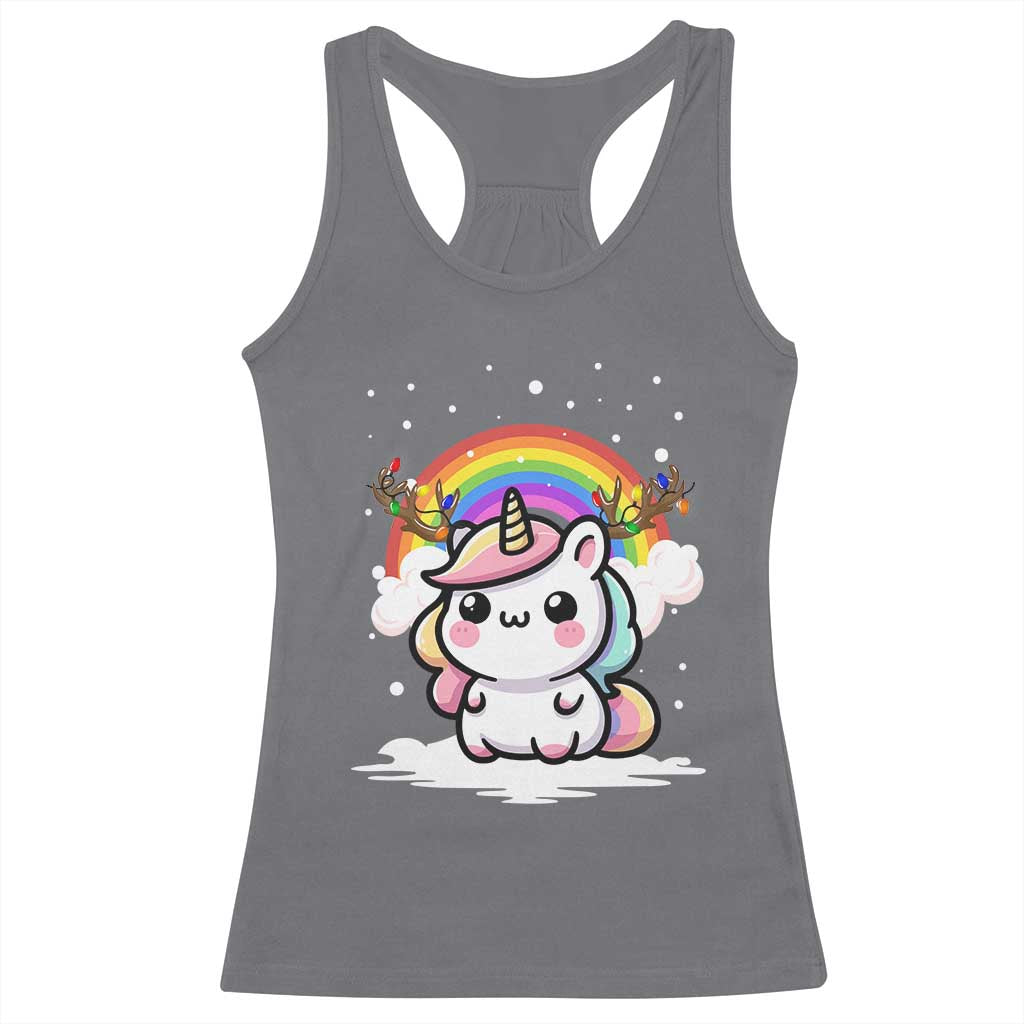 Unicorn Christmas Racerback Tank Top Cute Xmas Girls Rainbow TS10 Charcoal Print Your Wear