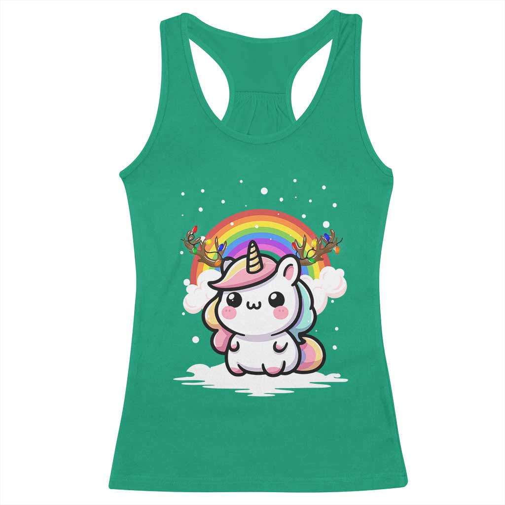 Unicorn Christmas Racerback Tank Top Cute Xmas Girls Rainbow TS10 Irish Green Print Your Wear