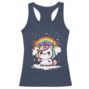 Unicorn Christmas Racerback Tank Top Cute Xmas Girls Rainbow TS10 Navy Print Your Wear