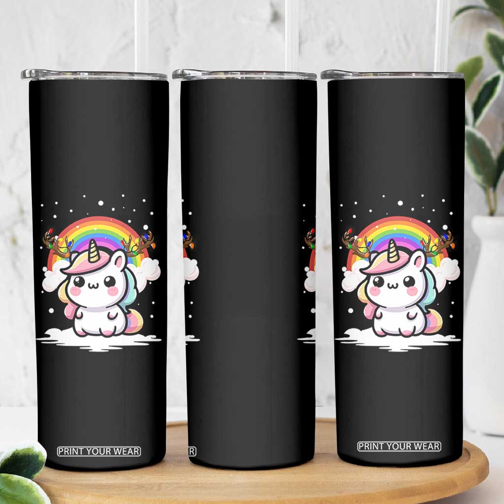 Unicorn Christmas Skinny Tumbler Cute Xmas Girls Rainbow TS10 Print Your Wear