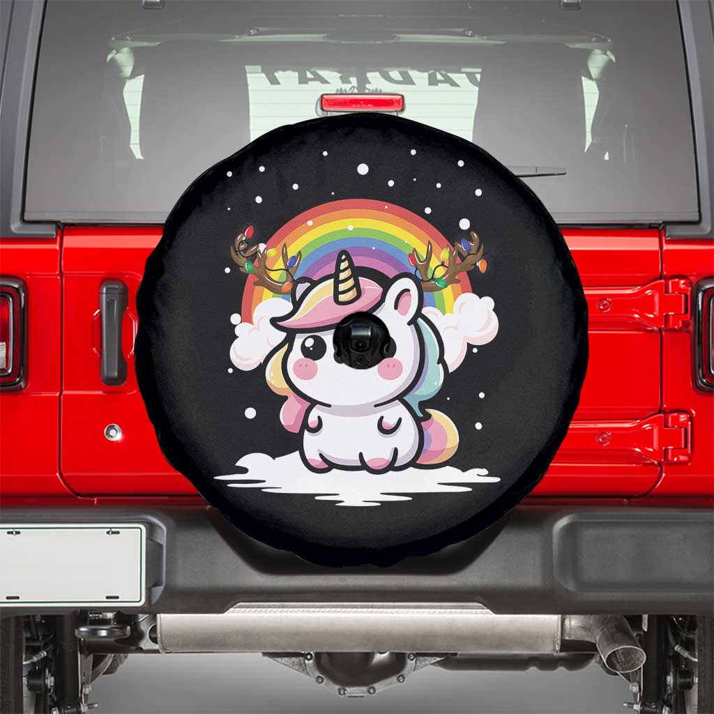 Unicorn Christmas Spare Tire Cover Cute Xmas Girls Rainbow TS10 Black Print Your Wear