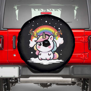 Unicorn Christmas Spare Tire Cover Cute Xmas Girls Rainbow TS10 Black Print Your Wear